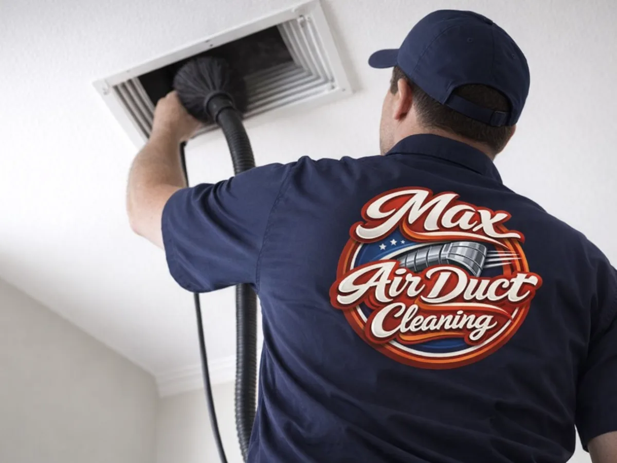 air duct cleaning technician on the job in Houston, TX